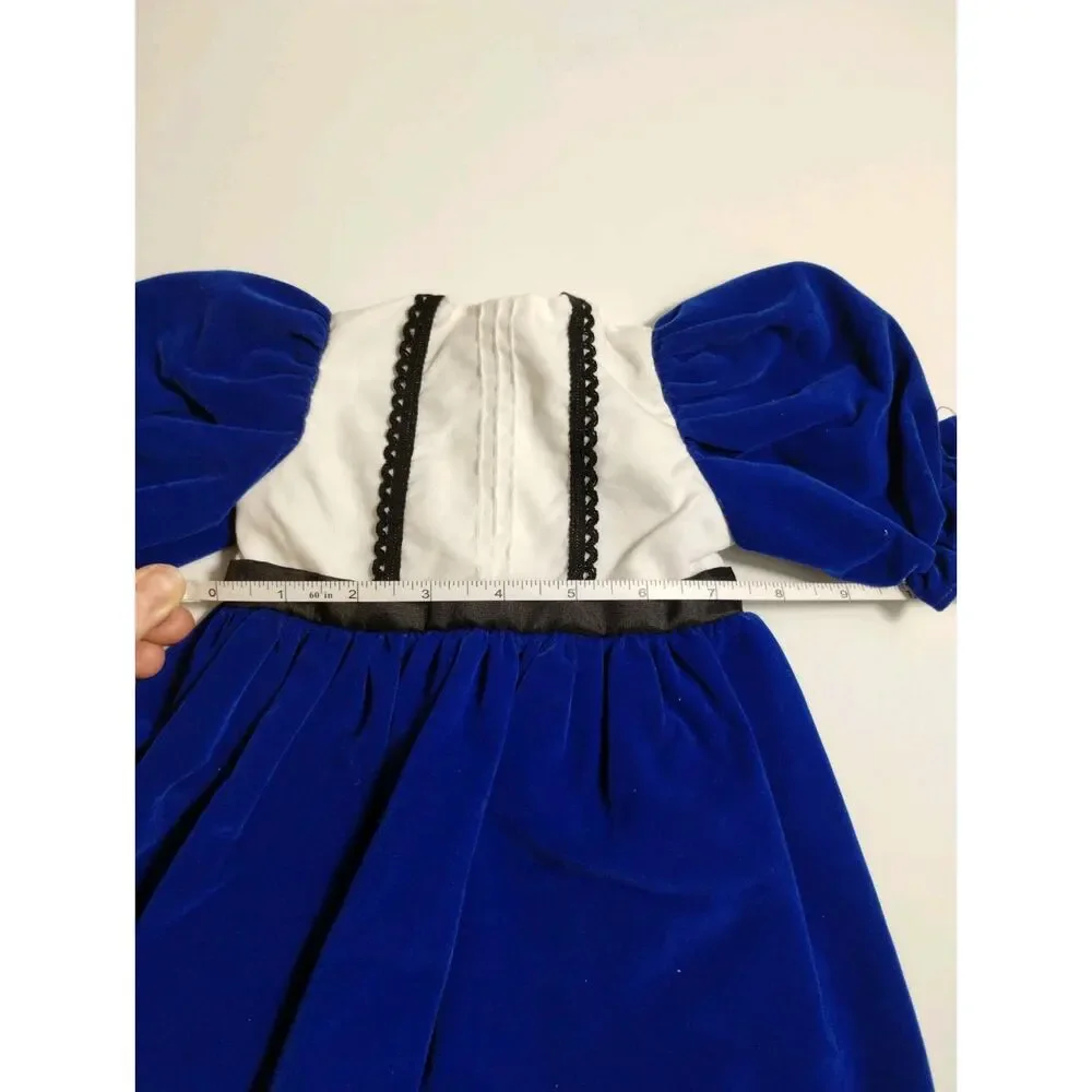 Vintage Dark Blue Velvet Doll Dress 13